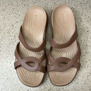 Crocs Meleen Twist Women's Size 6 Slip On Comfort Sandals light brown/ tan